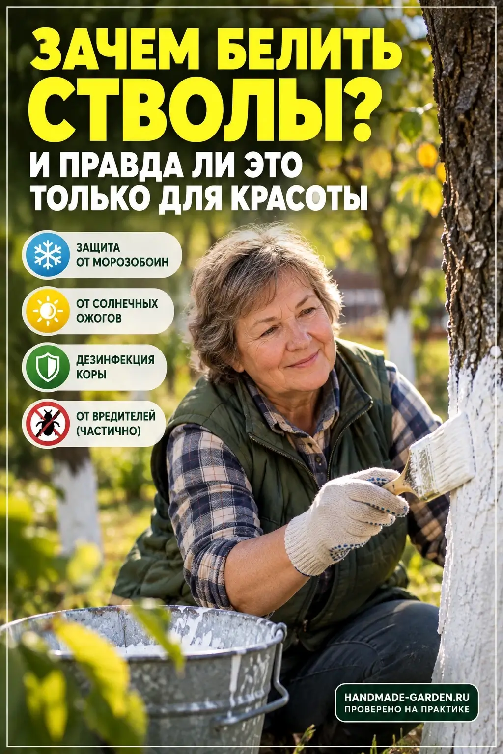 Побелка деревьев осенью, чтобы известь не смыло дождём