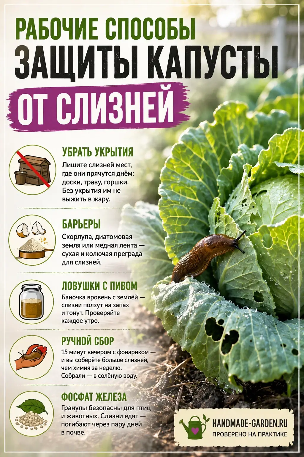 рабочие способы защиты капусты от слизней