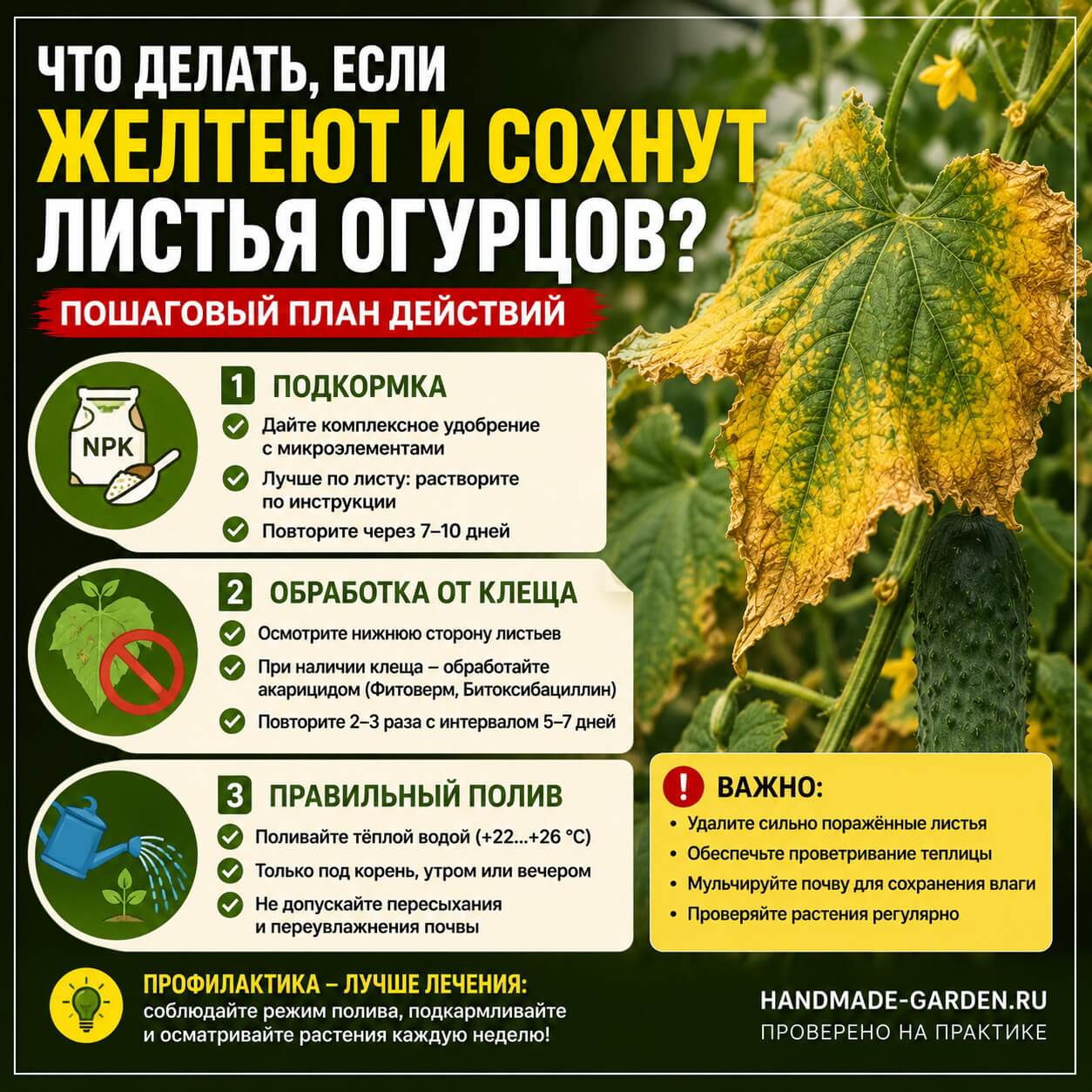 Почему желтеют листья огурцов