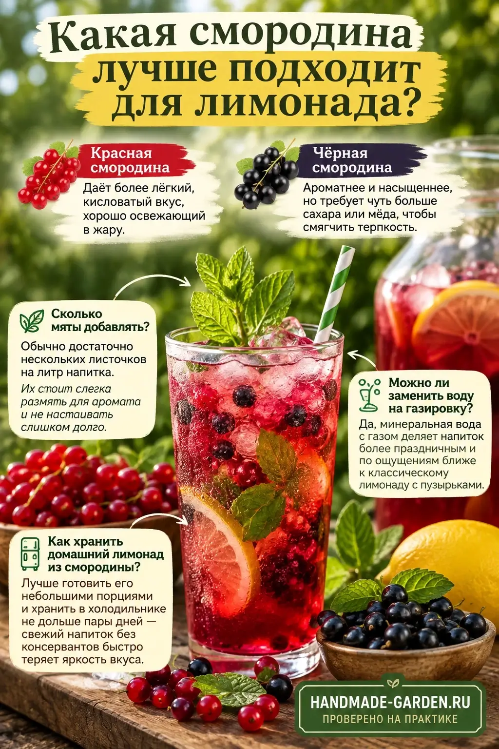 Лимонад из сада: что получится из смородины, мяты