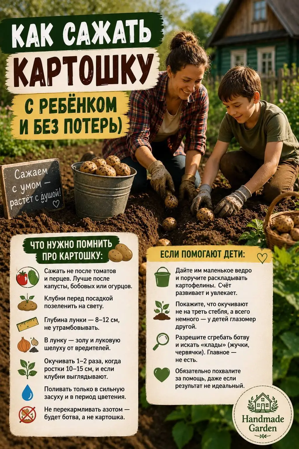 как сажать картошку с ребёнком