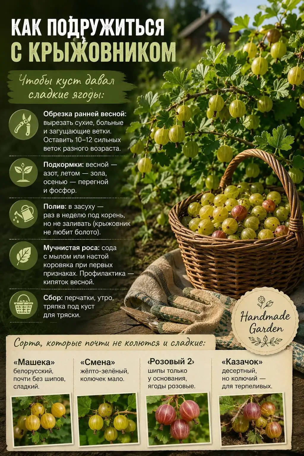 как собирать крыжовник без потери