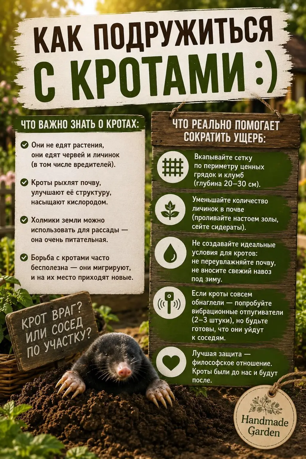 Как подружиться с кротами