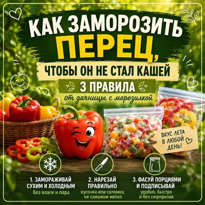 Как заморозить перец, чтобы он не стал кашей &mdash; 3 правила от дачницы с морозилкой