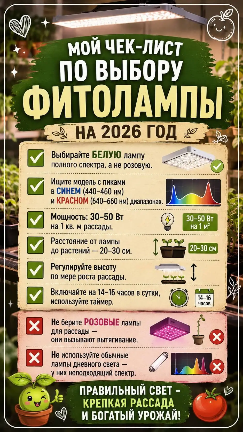 Мой чек-лист по выбору фитолампы