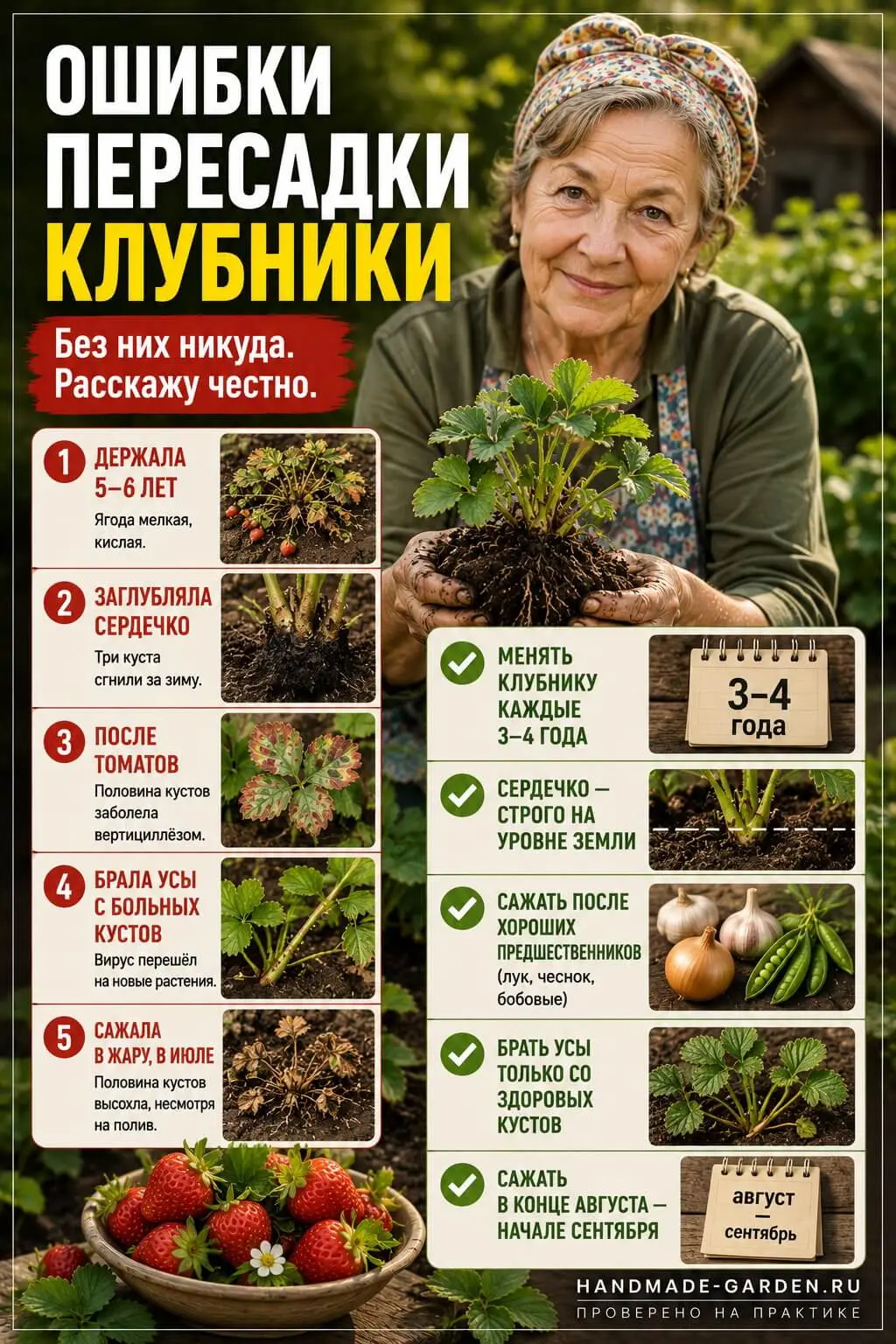 Ошибки пересадки клубники