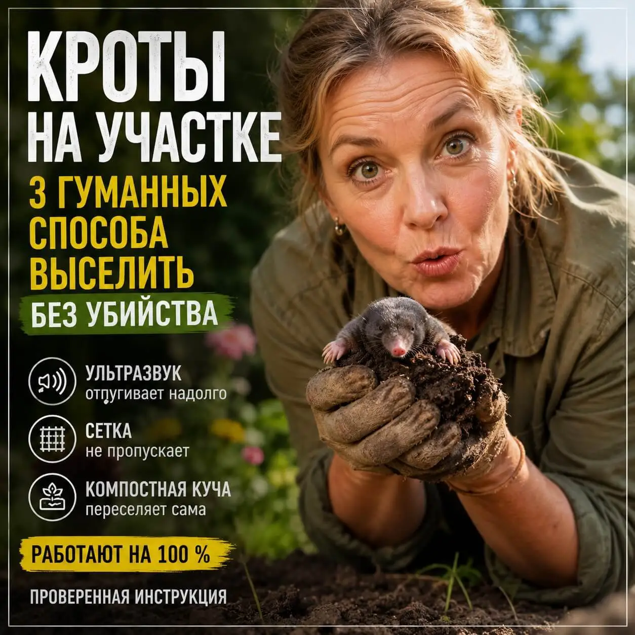 Крот роет участок - не убивайте, выселяйте: 3 проверенных способа