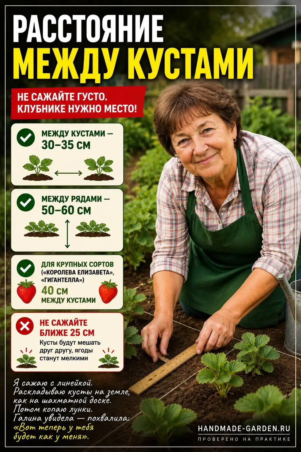 Не сажайте густо. Клубнике нужно место