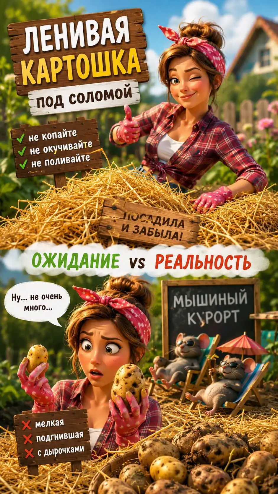 Картошка под соломой - эксперимент