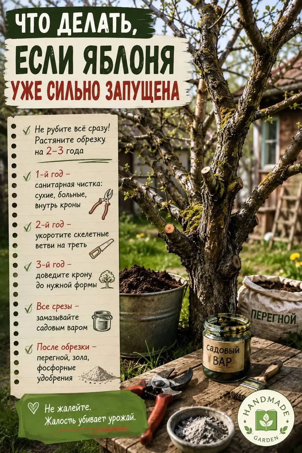 Яблоня без обрезки — это не плодовое дерево, а раскидистый куст
