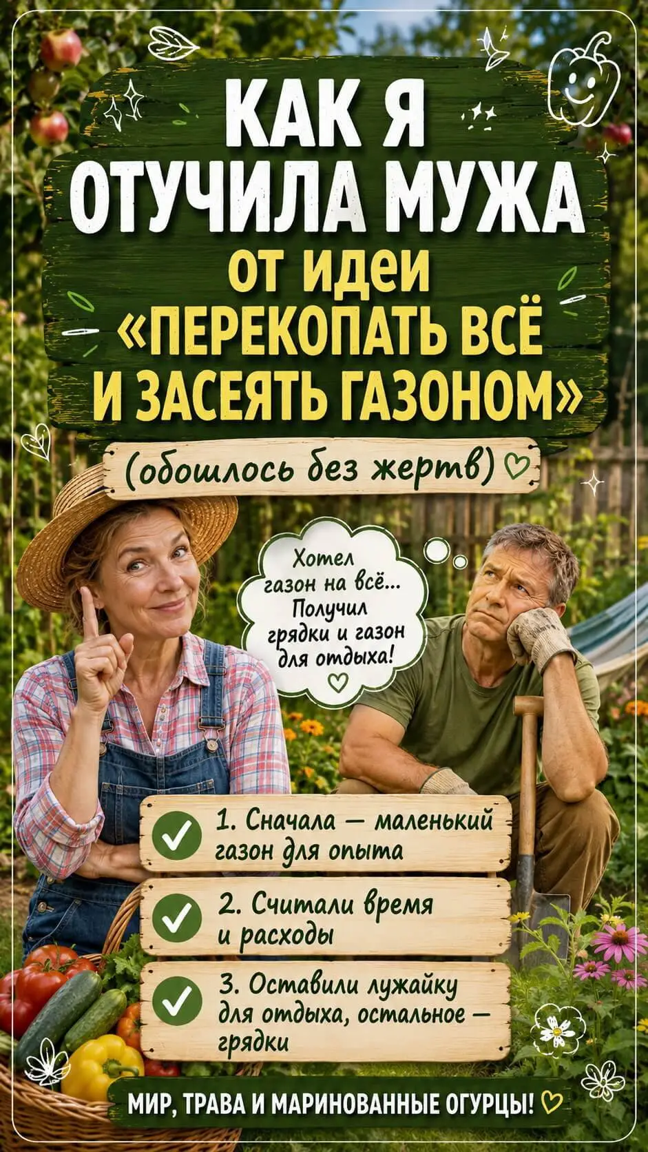 Муж сказал: &laquo;Всё перекопаем под газон&raquo;. А я не спорила