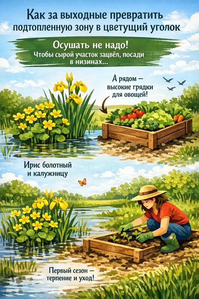 чтобы сырой участок зацвёл