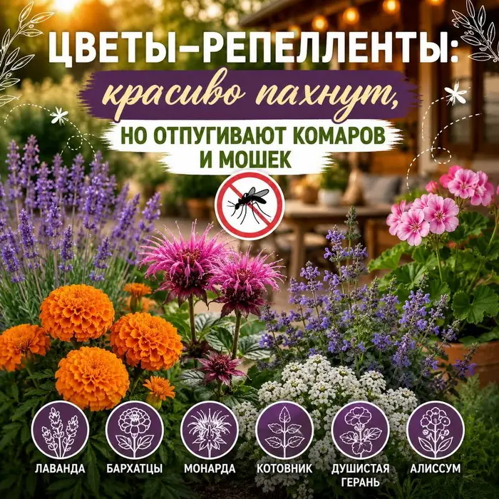 Цветы-репелленты для дачи: какие растения пахнут красиво и надежно отпугивают комаров с мошками