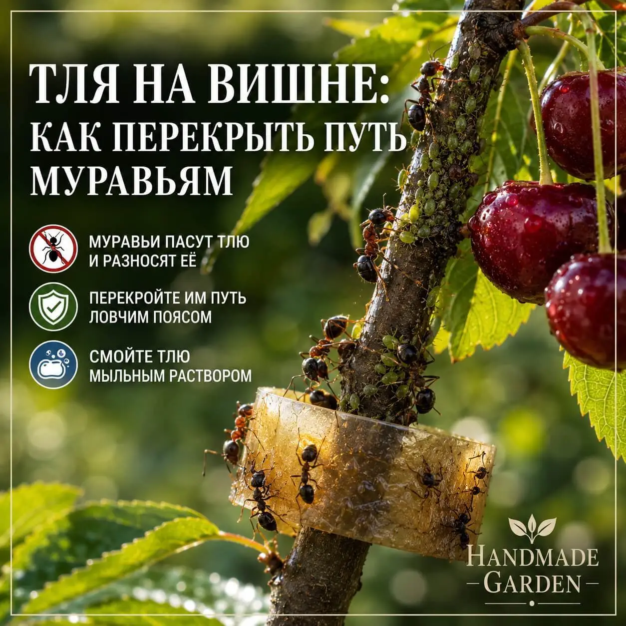 Вишня в липкой пади? Муравьи развели тлю &mdash; ловчий пояс на 50 см спасёт