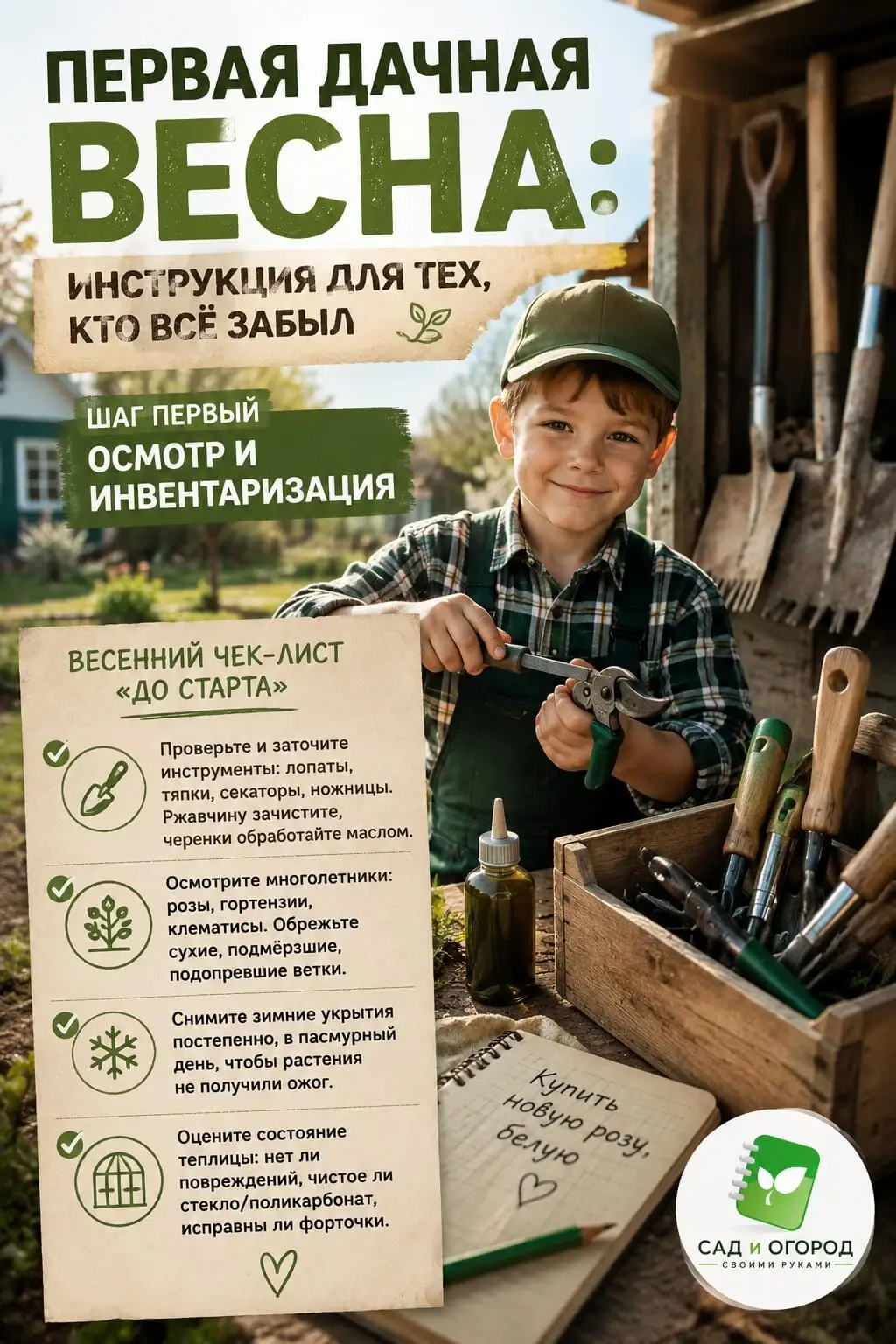 Пошаговый план: инструменты, грядки, рассада, посев, сад