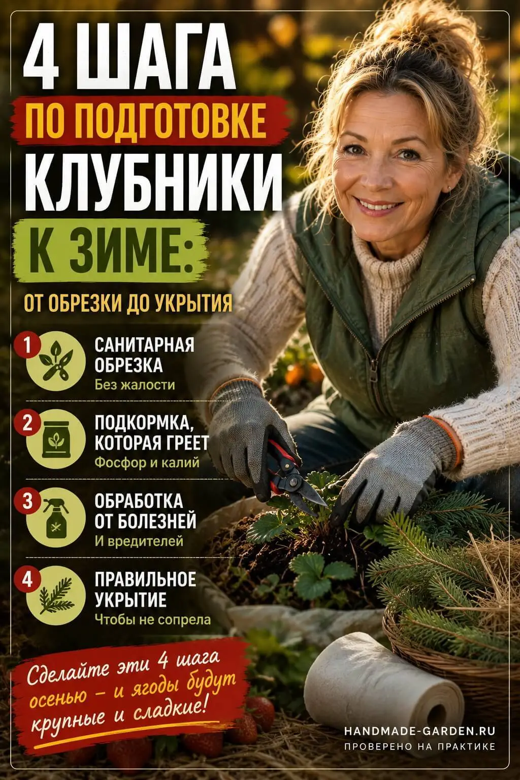 4 шага по подготовке клубники к зиме