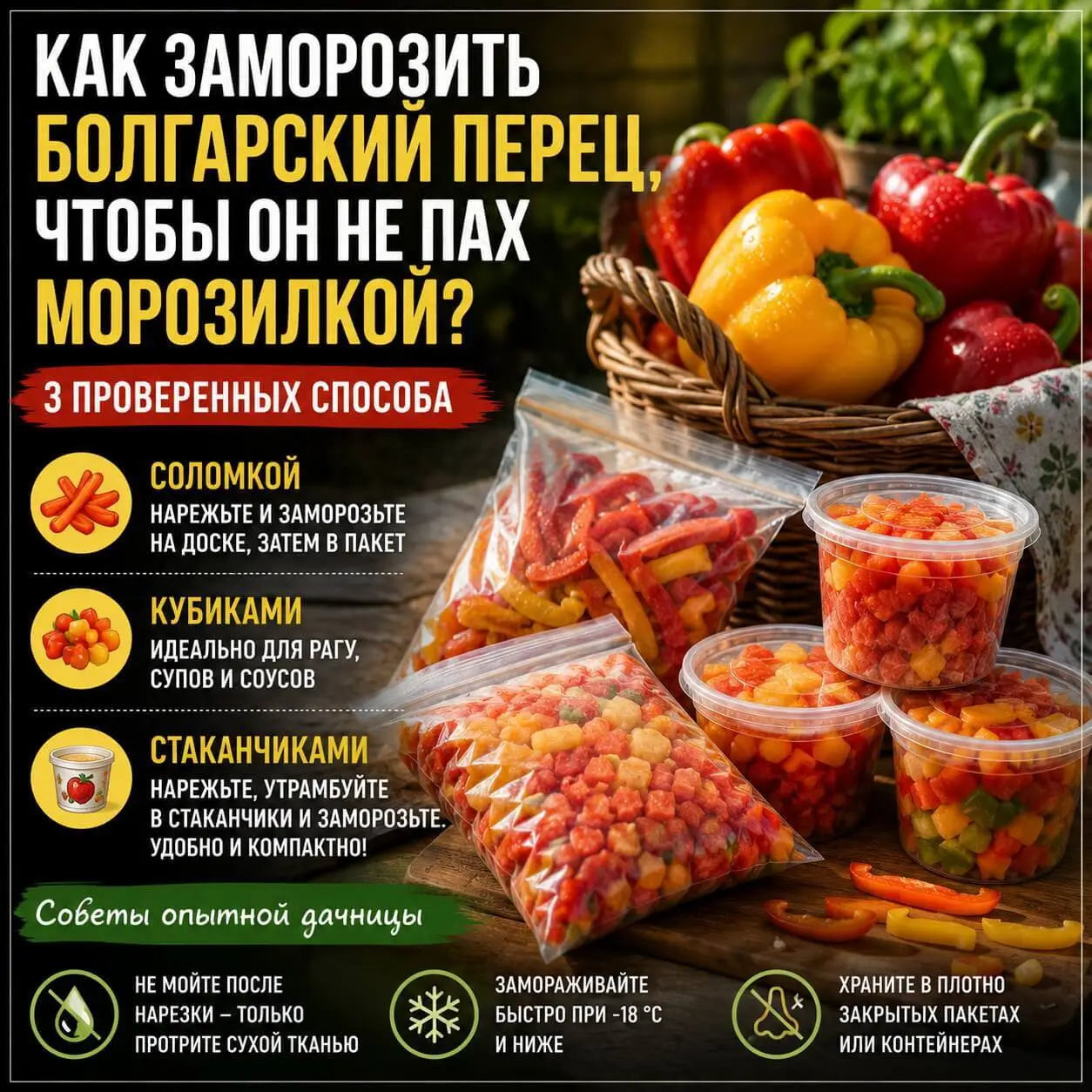 Заморозка перца на зиму: чтобы не пах морозилкой