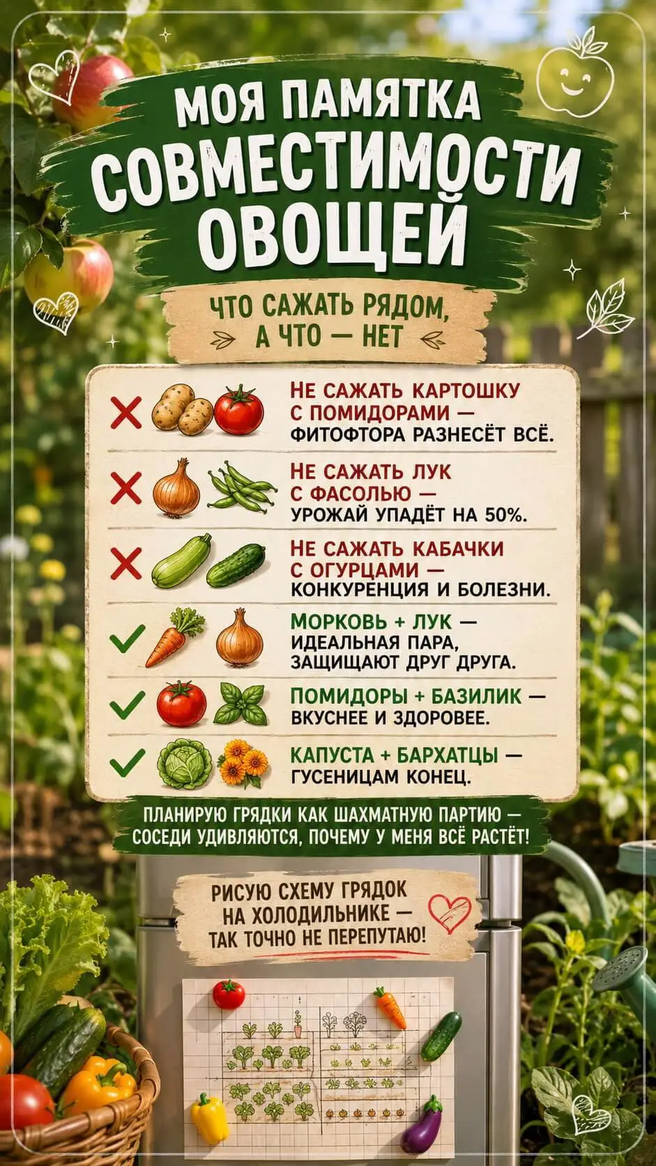 памятка совместимости овощей