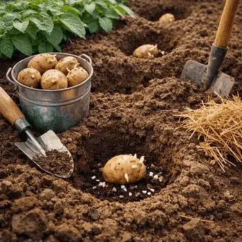 Сажаю картофель в лунки и собираю больше