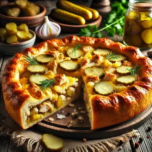 Рецепт Бердского пирога с солеными огурцами
