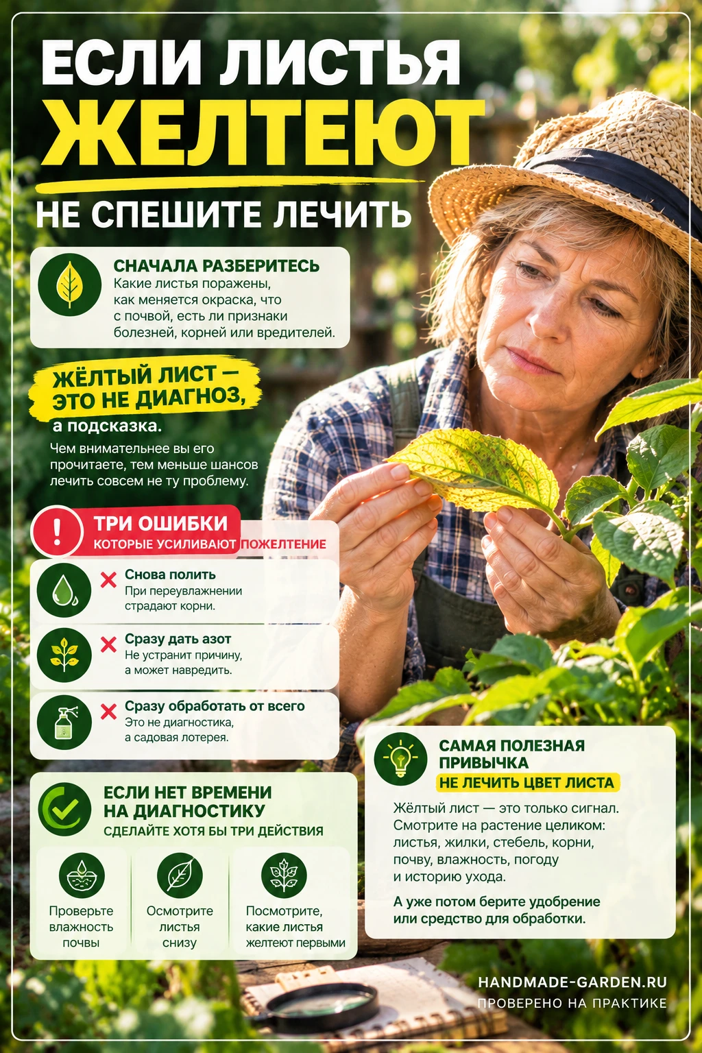 если листья желтеют при нормальном поливе, не увеличивайте полив и не начинайте кормить растение вслепую