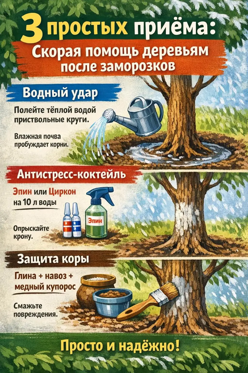 3 простых приёма: скорая помощь деревьям после заморозков