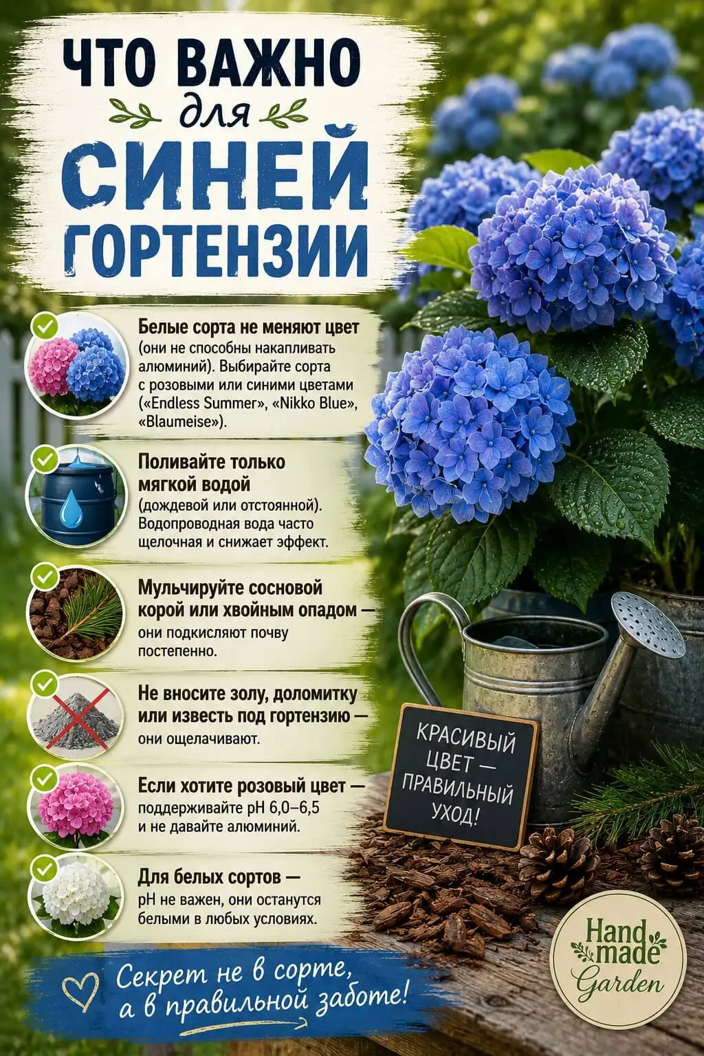 Что важно для синей гортензии