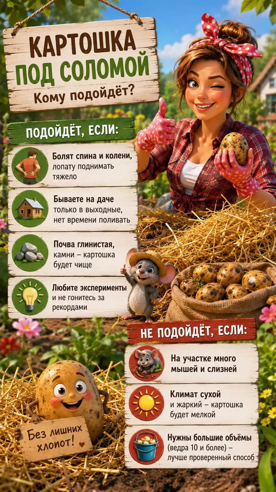Картошка под соломой - эксперимент с ленивым методом
