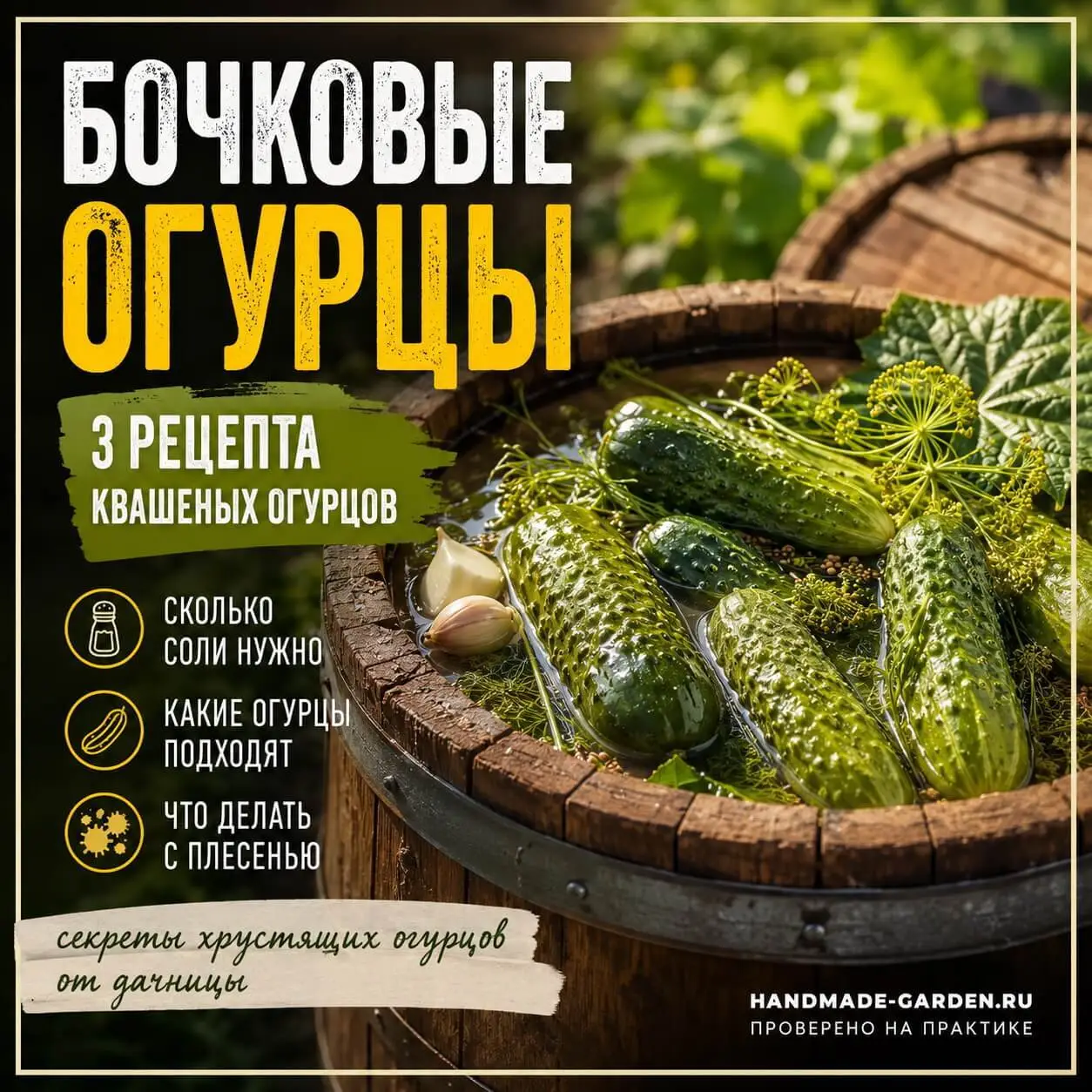 Бочковые огурцы: 3 рецепта хрустящих квашеных огурцов
