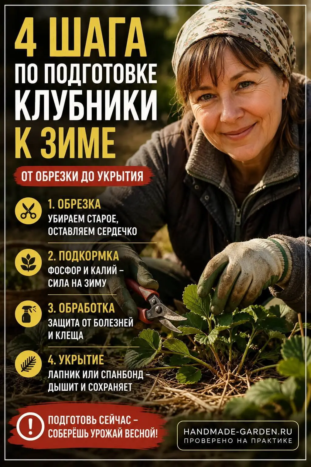 4 шага по подготовке клубники к зиме