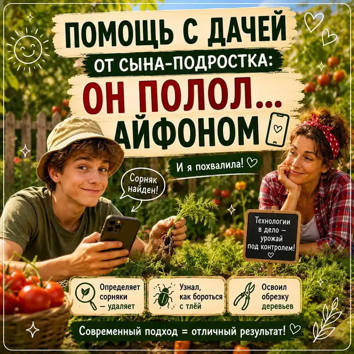 Помощь с дачей от сына-подростка