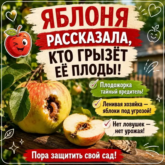 Яблоня рассказала, кто грызёт её плоды. Плодожорка, ленивая хозяйка и отсутствие ловушек