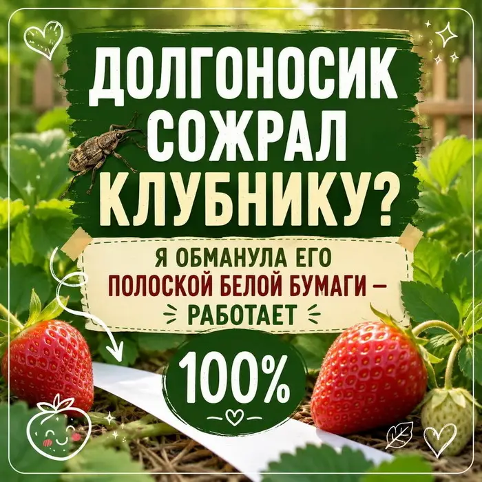 Долгоносик сожрал клубнику? Я обманула его полоской белой бумаги &mdash; работает 100%