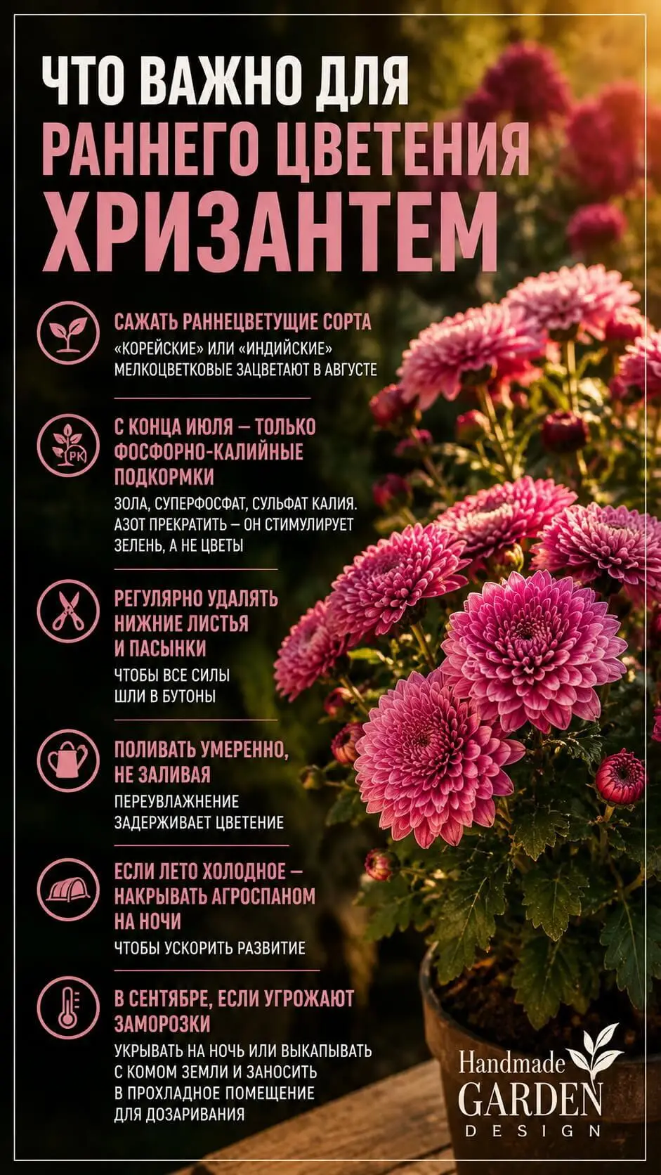 Прищипка хризантем