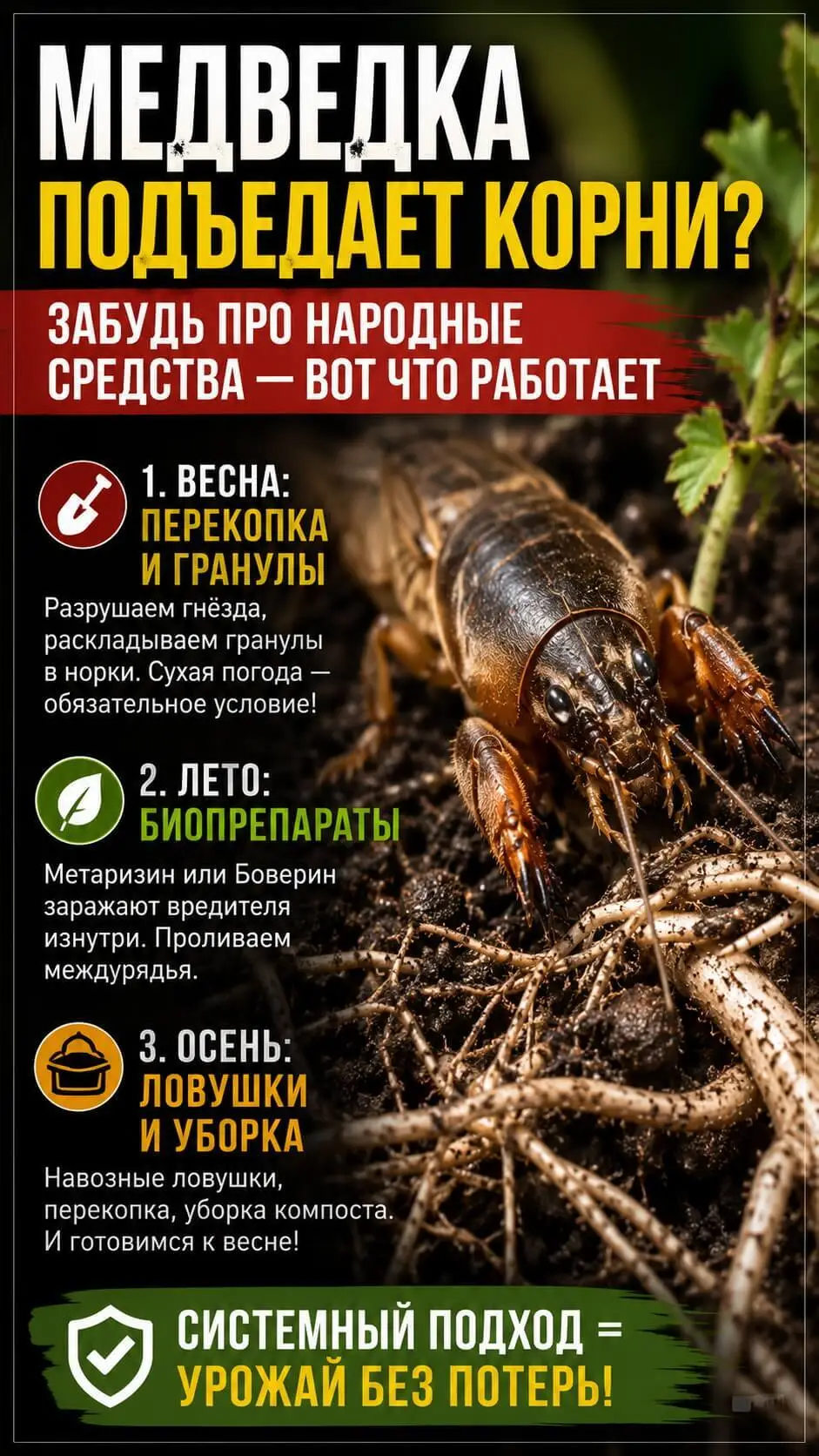Медведка подъедает корни? Забудь про народные средства - вот что работает