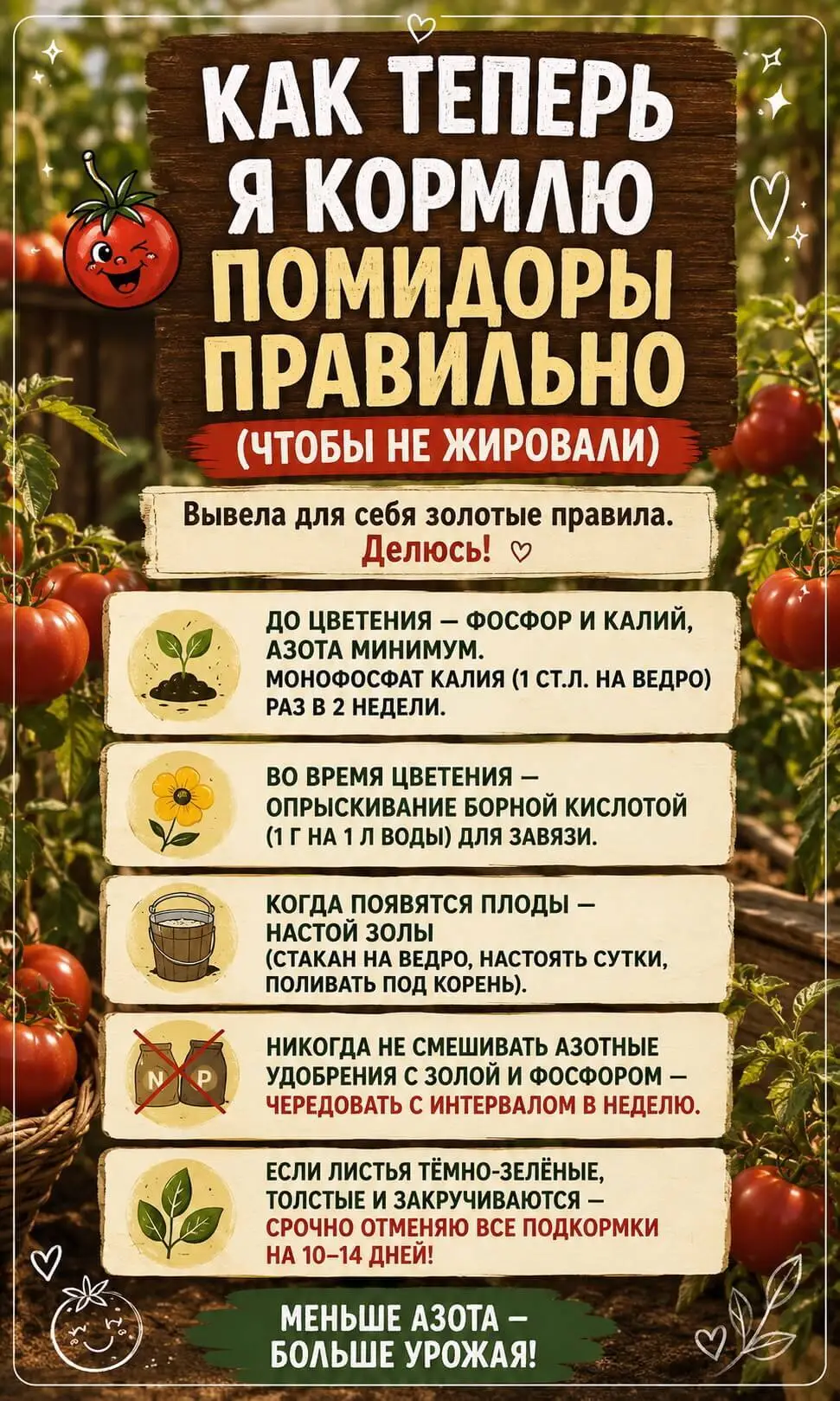 Мой чек-лист &laquo;Не перекорми помидоры&raquo;