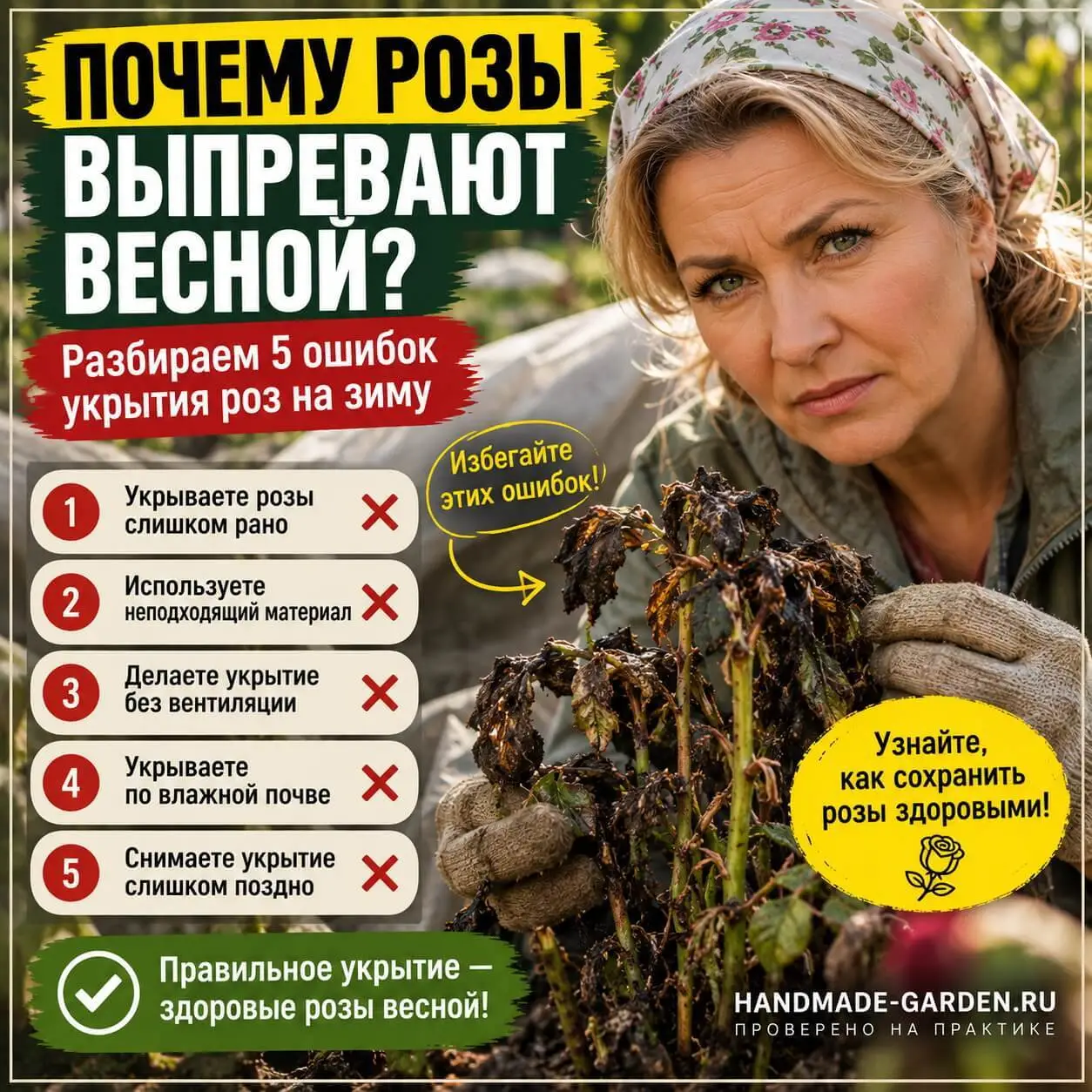 Почему розы выпревают весной? Разбираем 5 ошибок укрытия роз на зиму