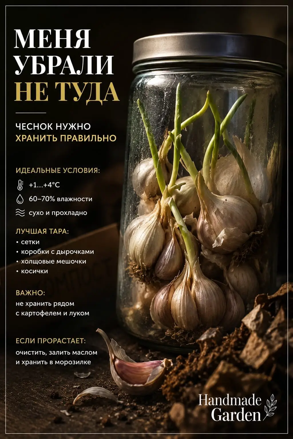 чеснок не хранят в закрытых банках