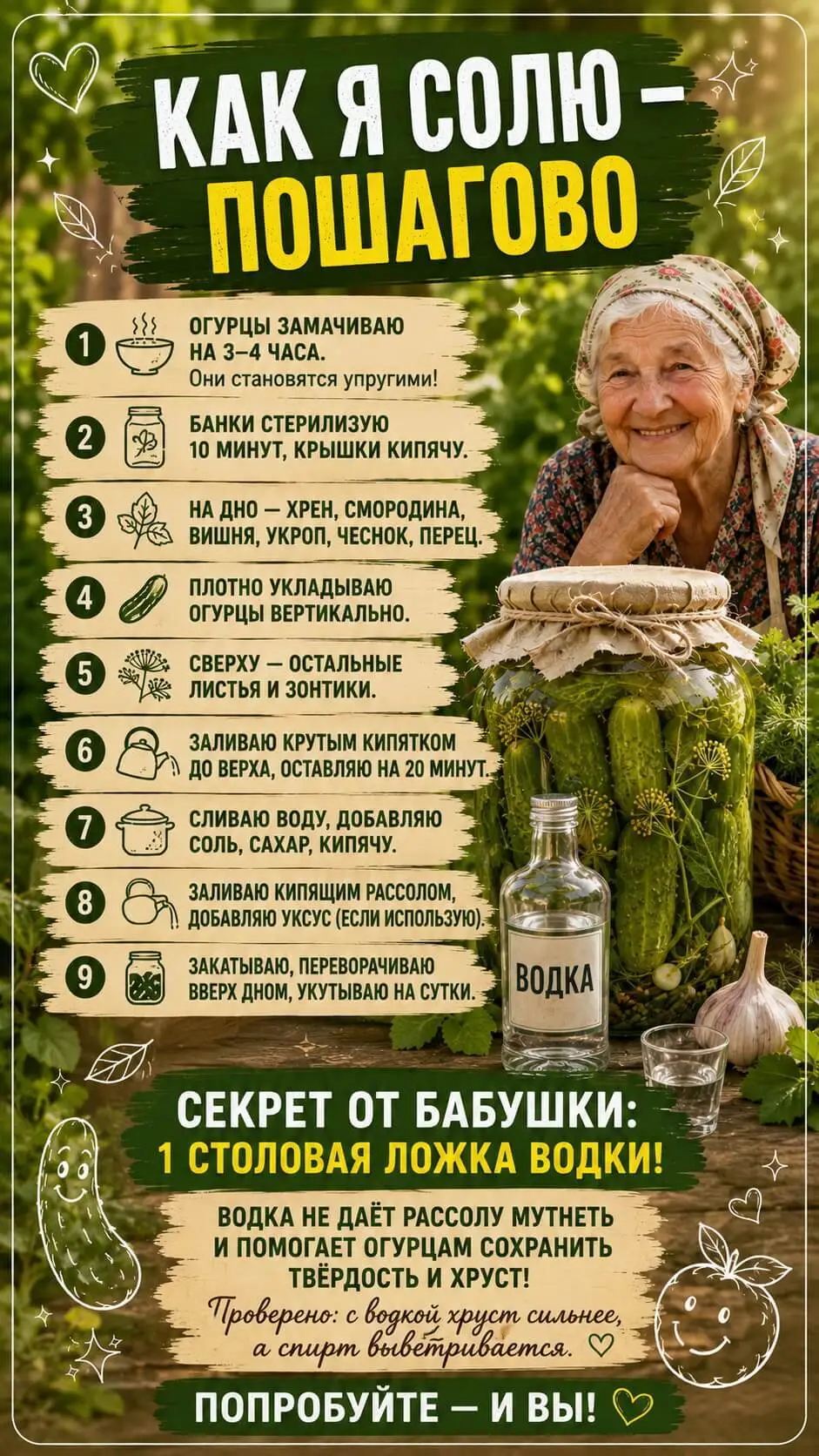 Я делюсь рецептом засолки