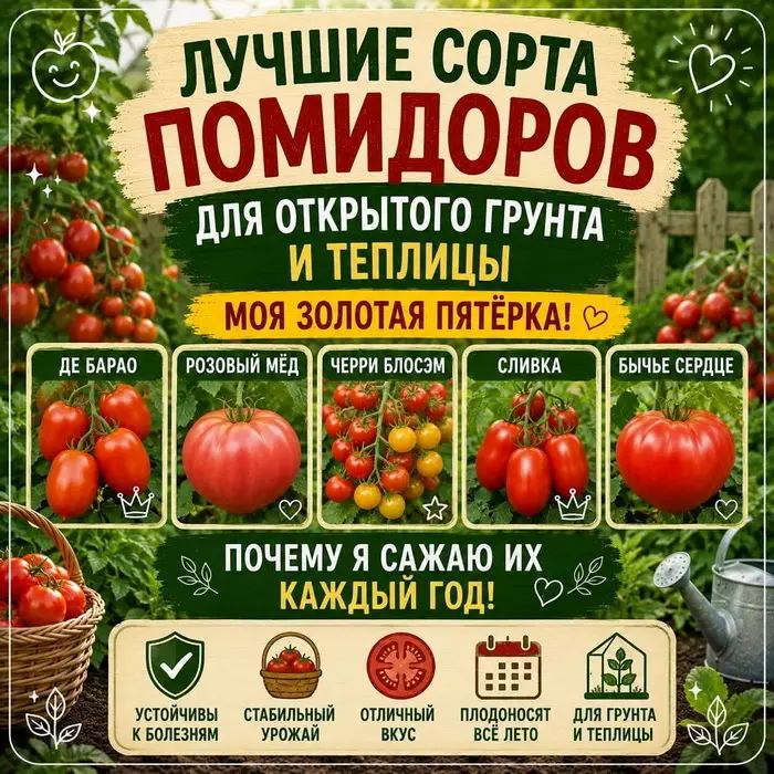 5 сортов томатов 2027, которые не болеют и плодоносят до заморозков