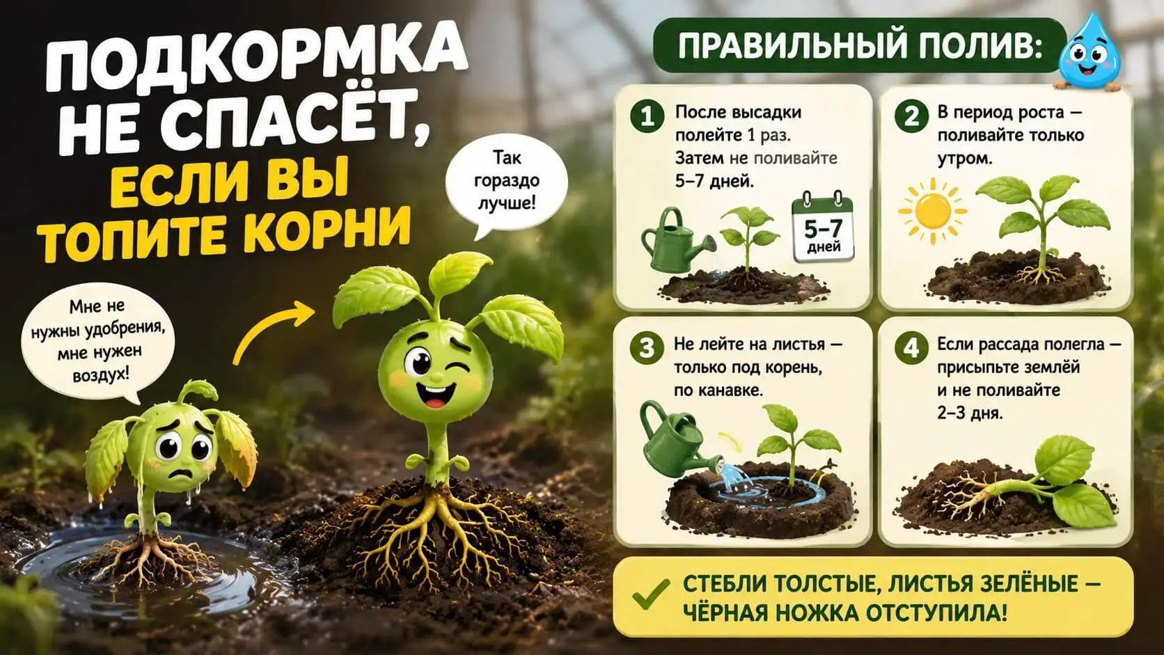 Подкормка не спасёт, если вы топите корни