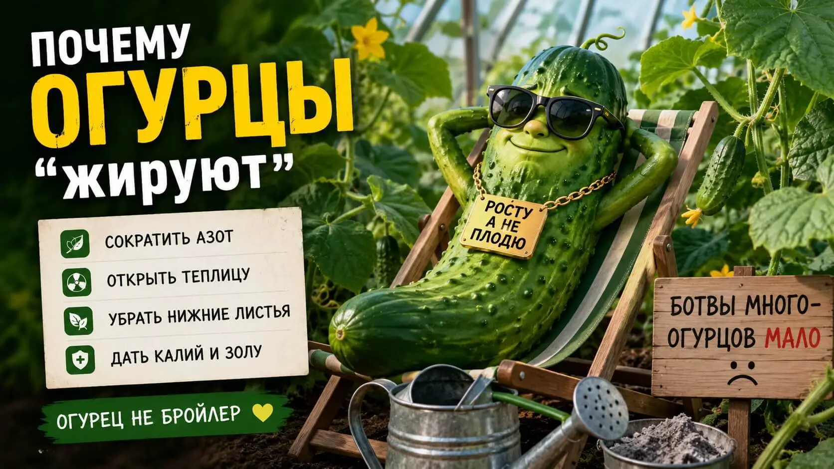 Листьев море, а огурцов мало