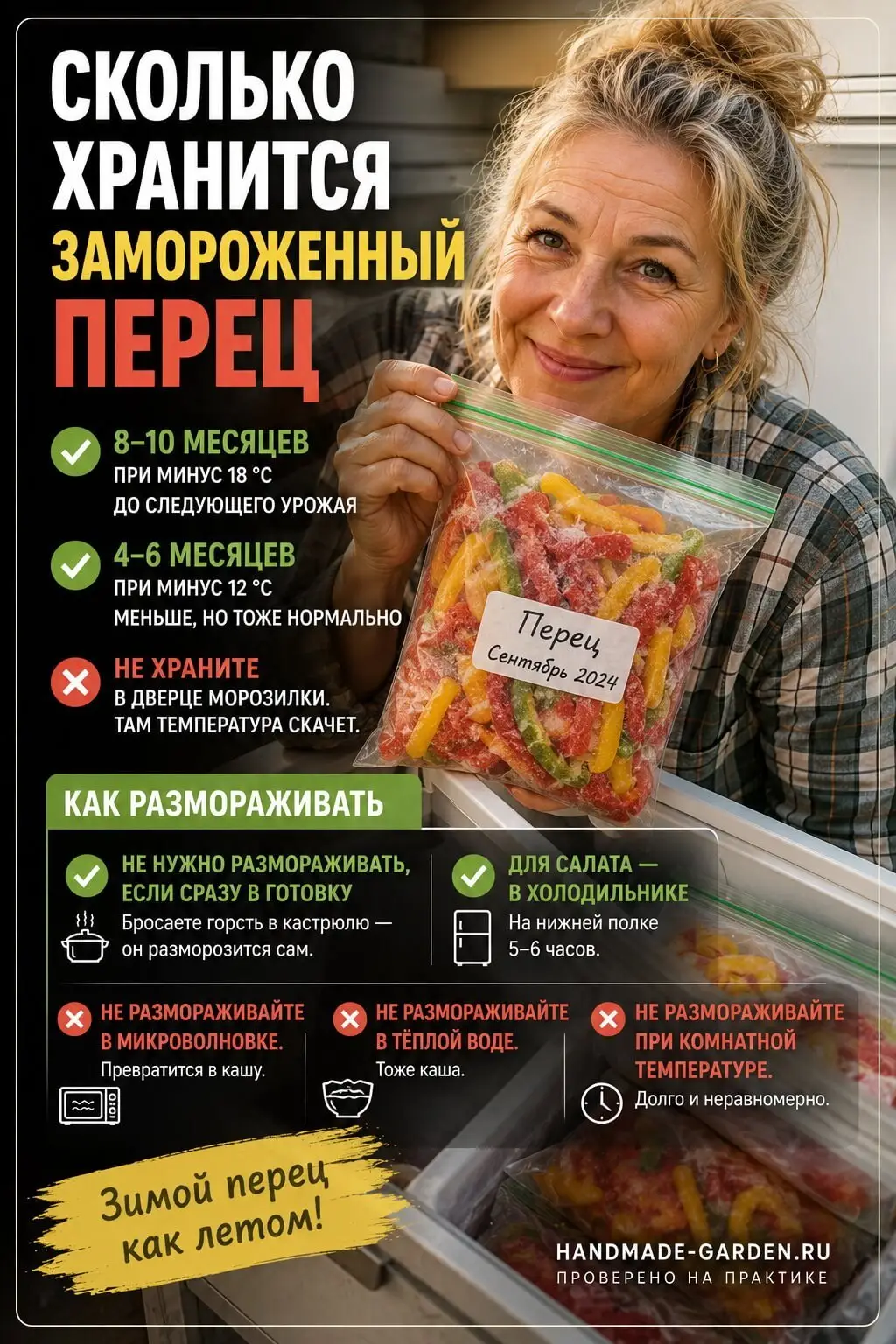 Сколько хранится замороженный перец