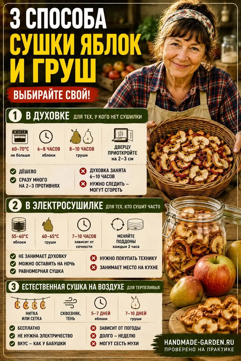 Как правильно сушить яблоки и груши на зиму: 3 способа