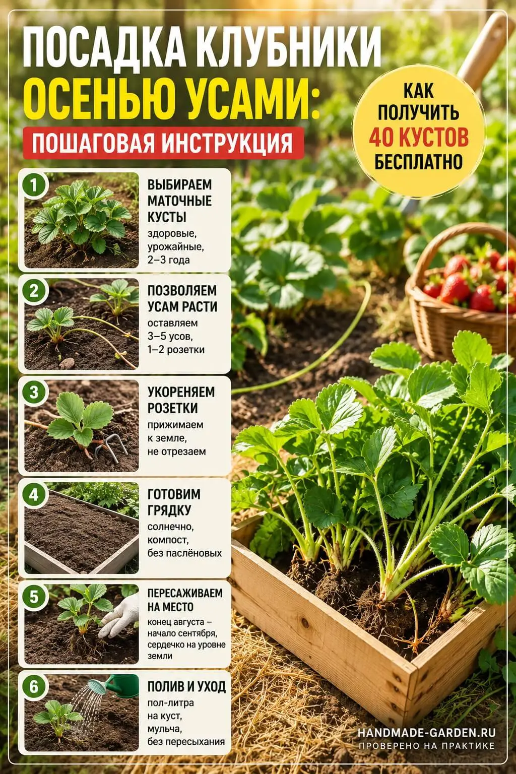 Посадка клубники осенью усами