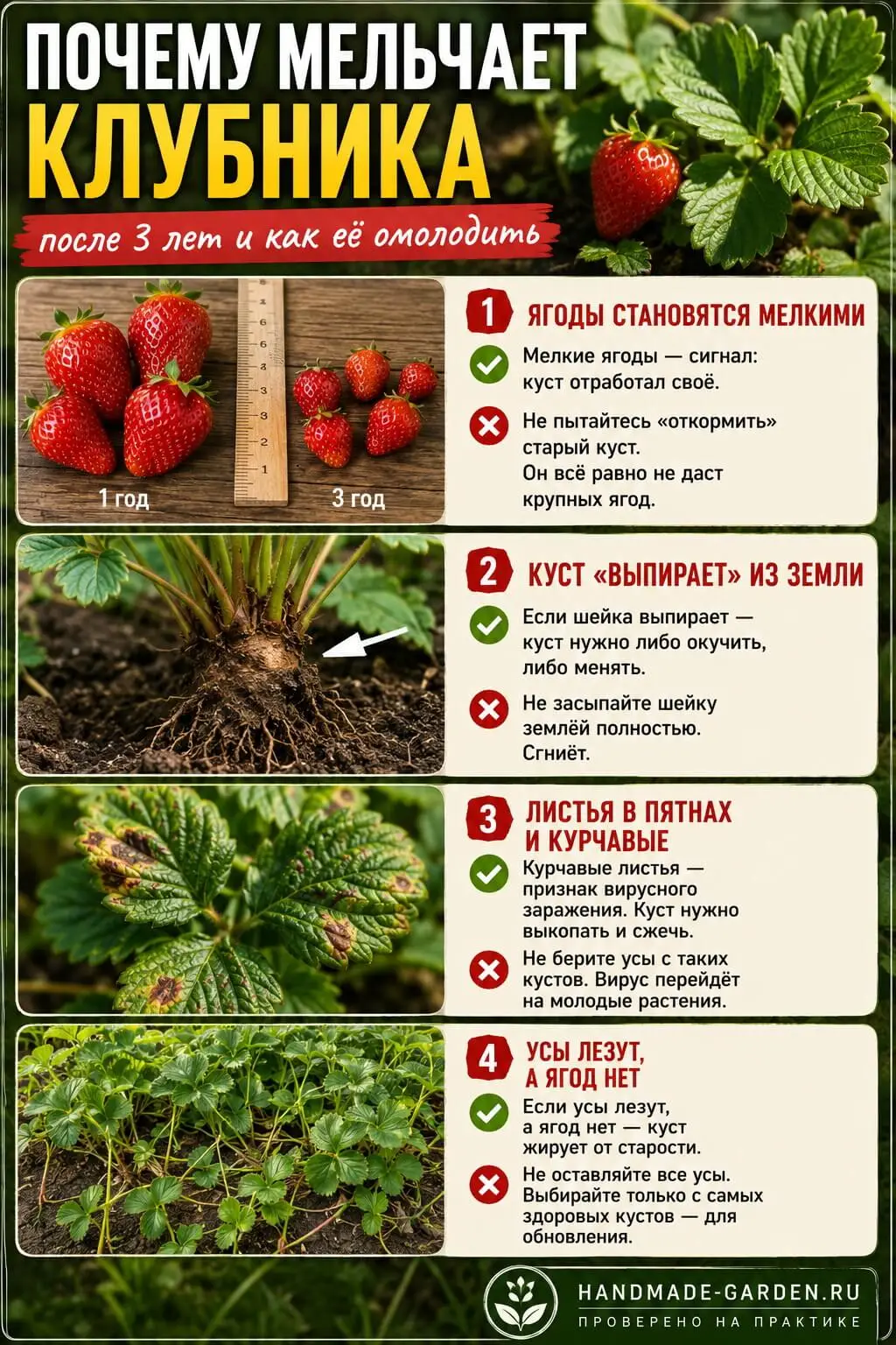 Почему мельчает клубника после 3 лет