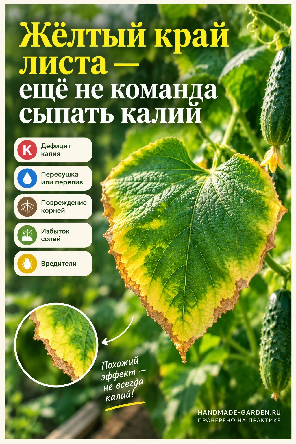 Жёлтый край листа — ещё не команда сыпать калий