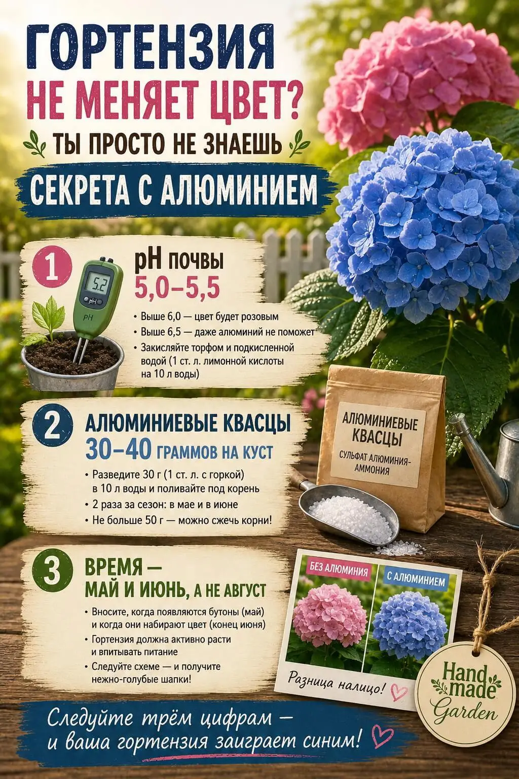 Гортензия не меняет цвет? Ты просто не знаешь секрета