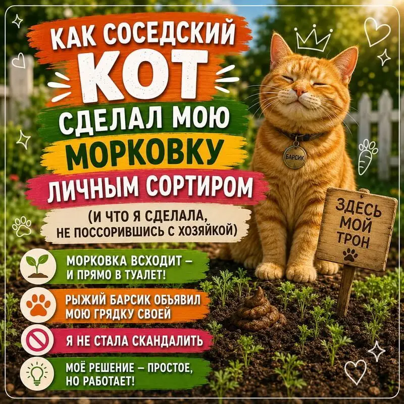 Без яда и ловушек: как я отвадила соседского кота от морковки