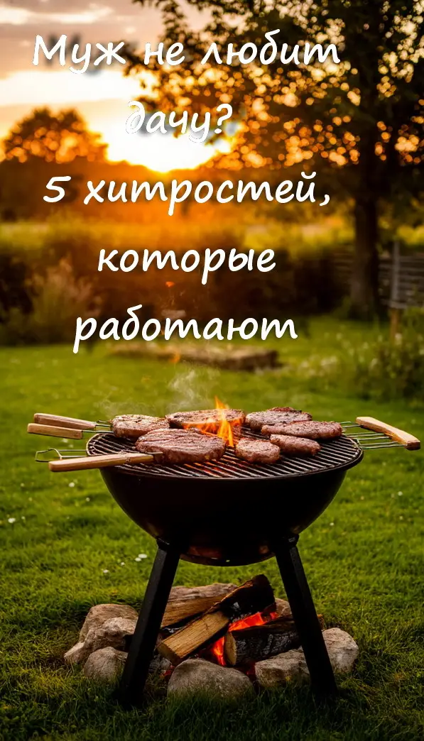 Мангал с дымком и деревенским фоном